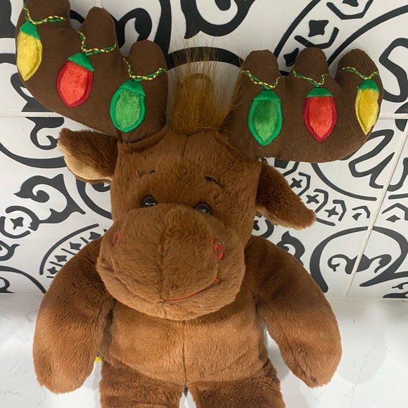 Build A Bear Christmas Brown Reindeer Moose Plush with Xmas Lights on Antlers - Picture 2 of 4